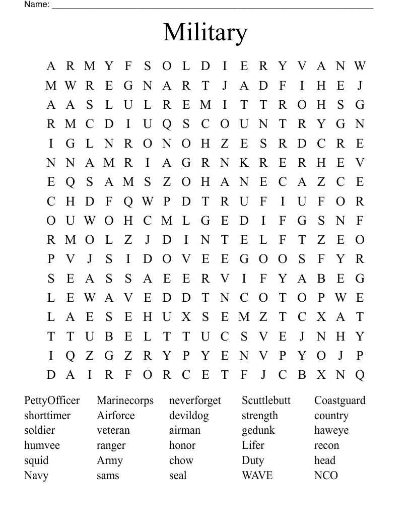 Military Word Search