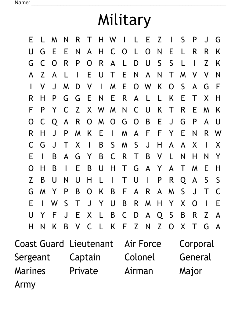 Military Word Search