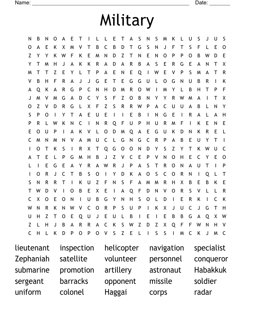 Military Word Search