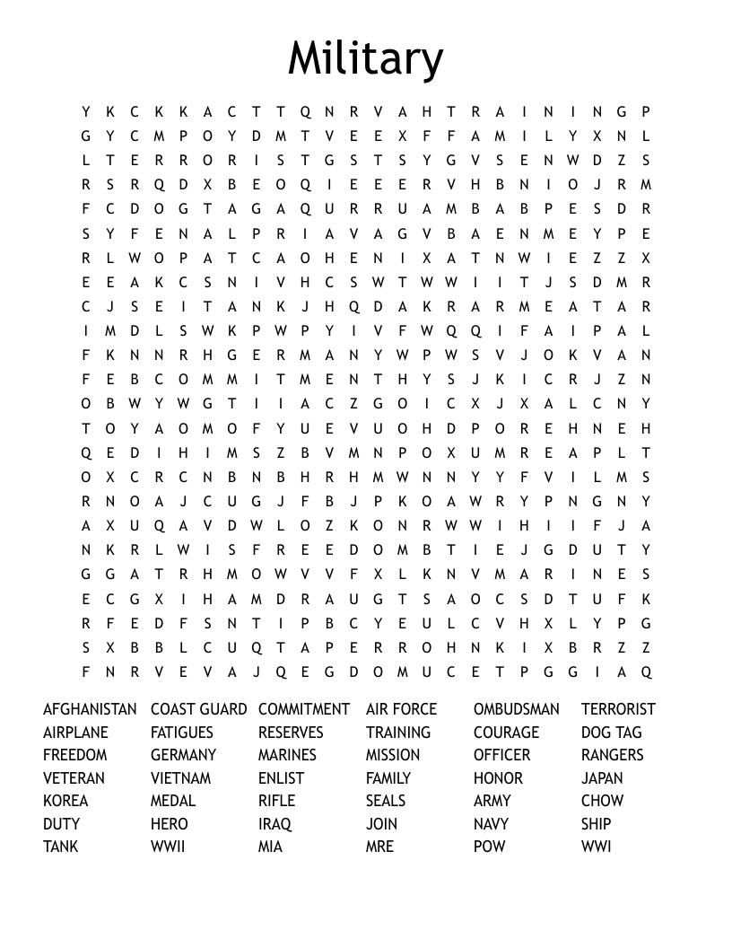Military Word Search