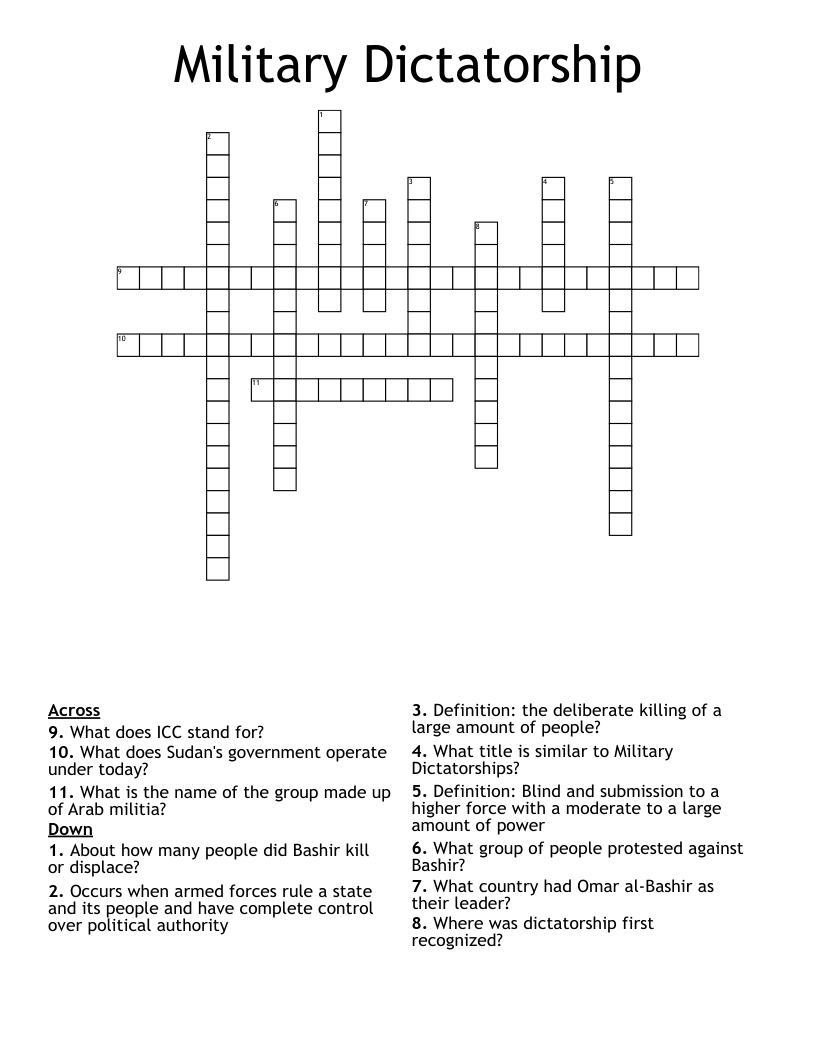 Military Dictatorship Crossword
