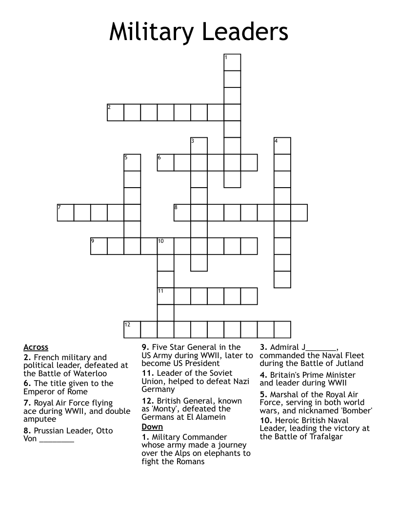 Military Leaders Crossword