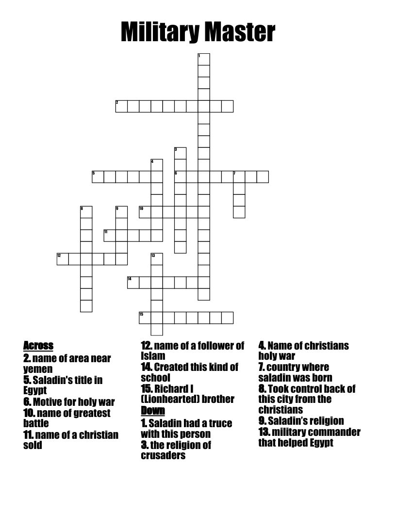 Military Master Crossword