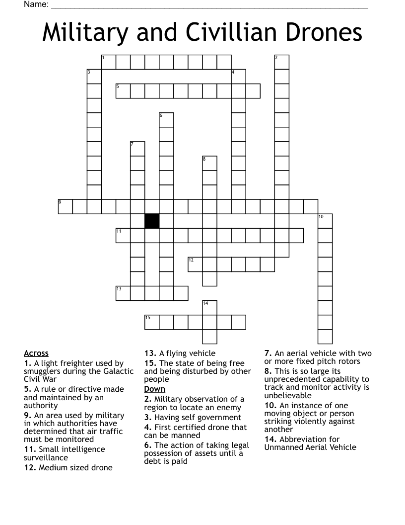 Military and Civillian Drones Crossword
