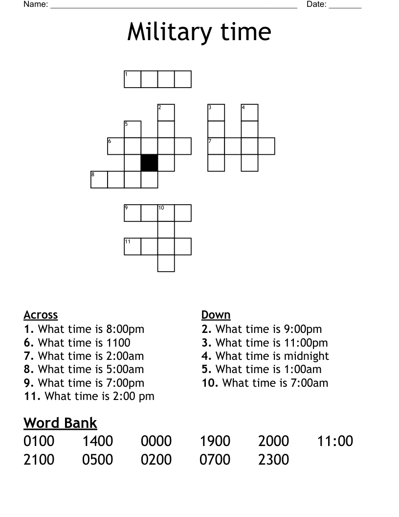 Military time Crossword