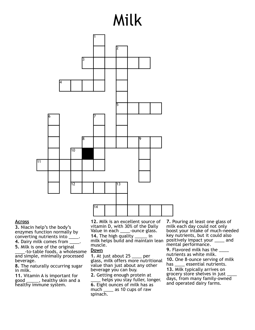 Milk Crossword