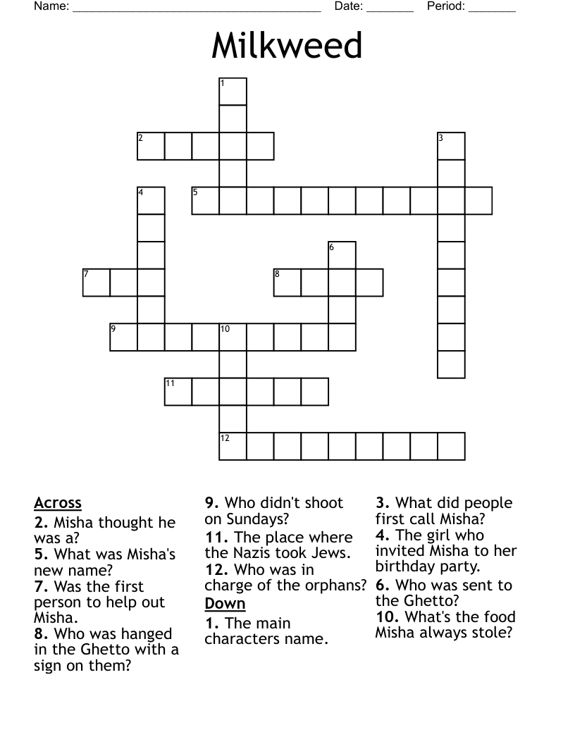 Milkweed Crossword