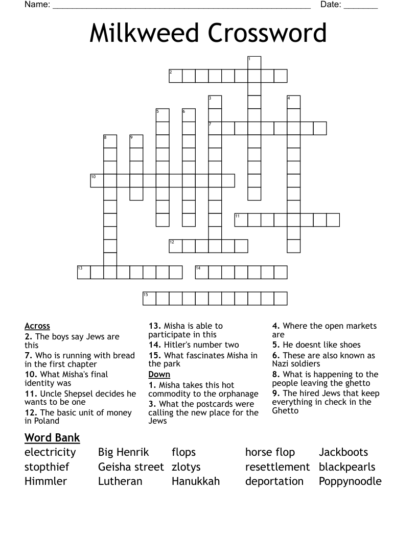 Milkweed Crossword