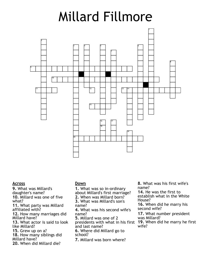 Millard Fillmore  Crossword