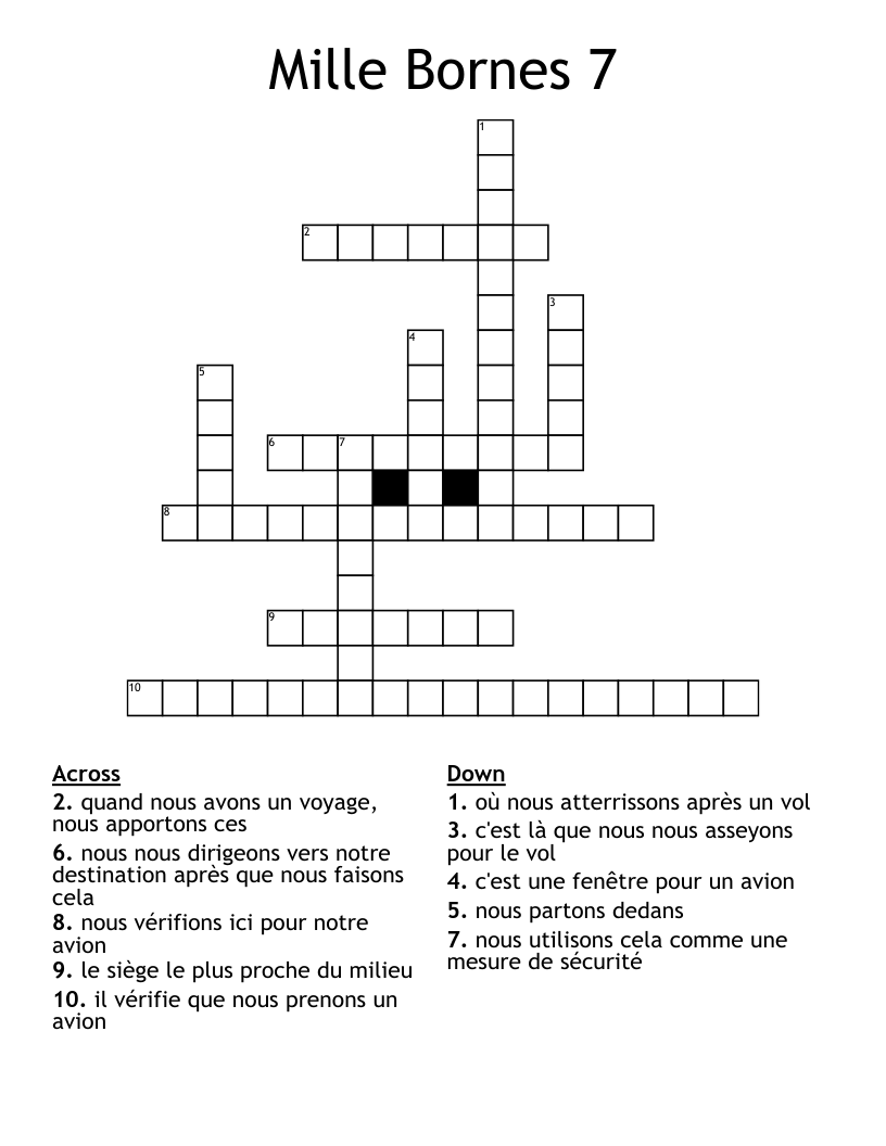 Mille Bornes 7 Crossword