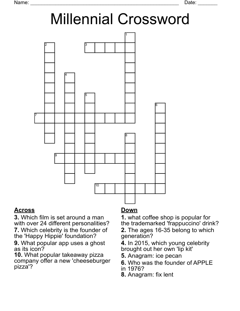 Millennial Crossword 