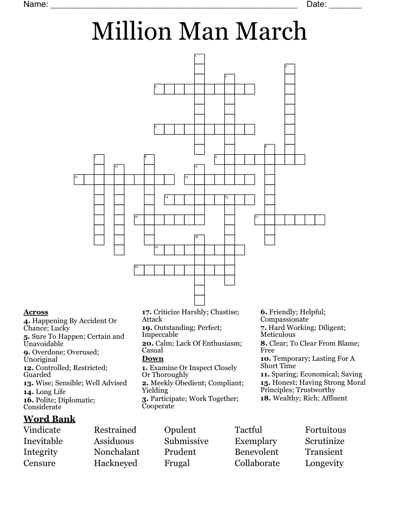 Million Man March  Crossword