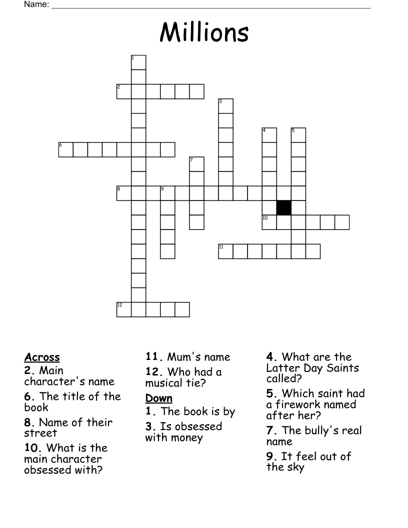 Millions Crossword