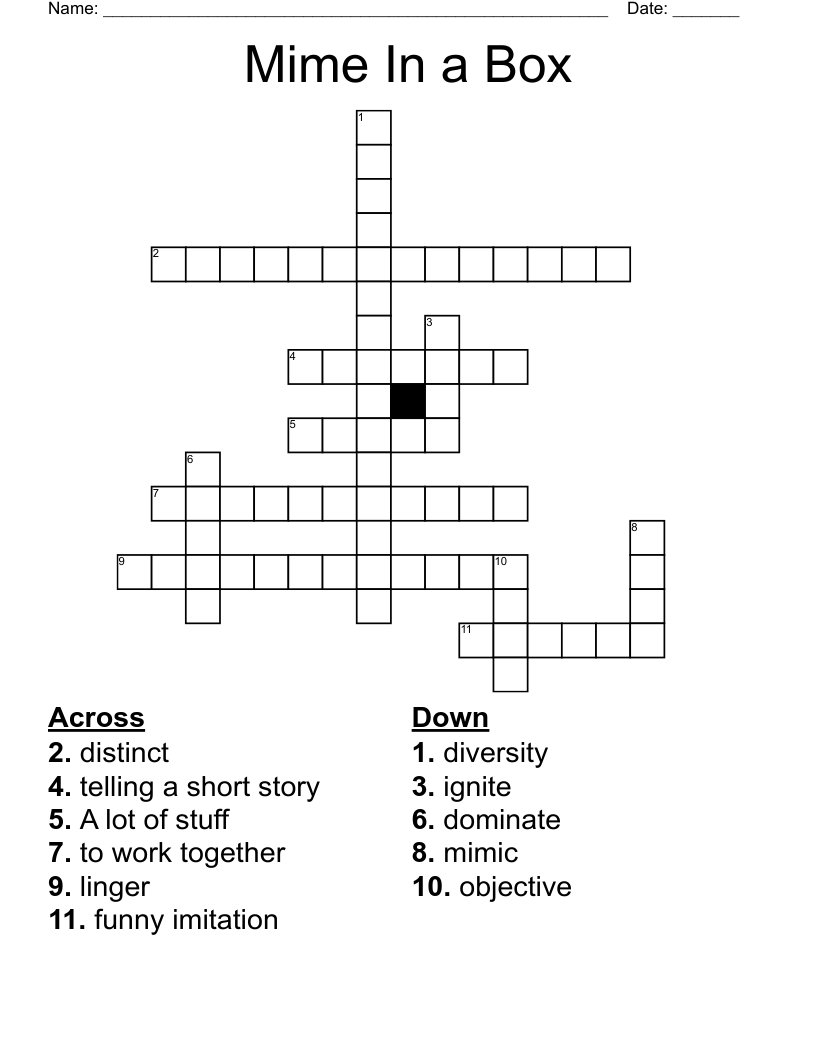 Mime In a Box Crossword