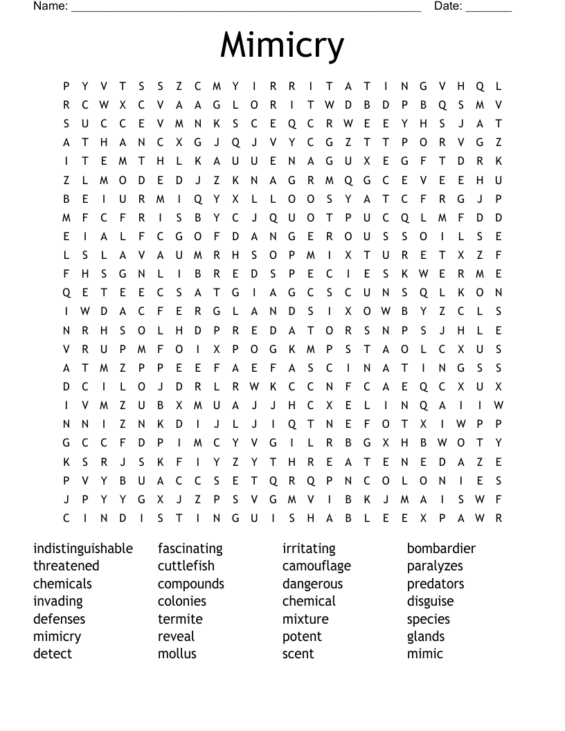 Mimicry Word Search