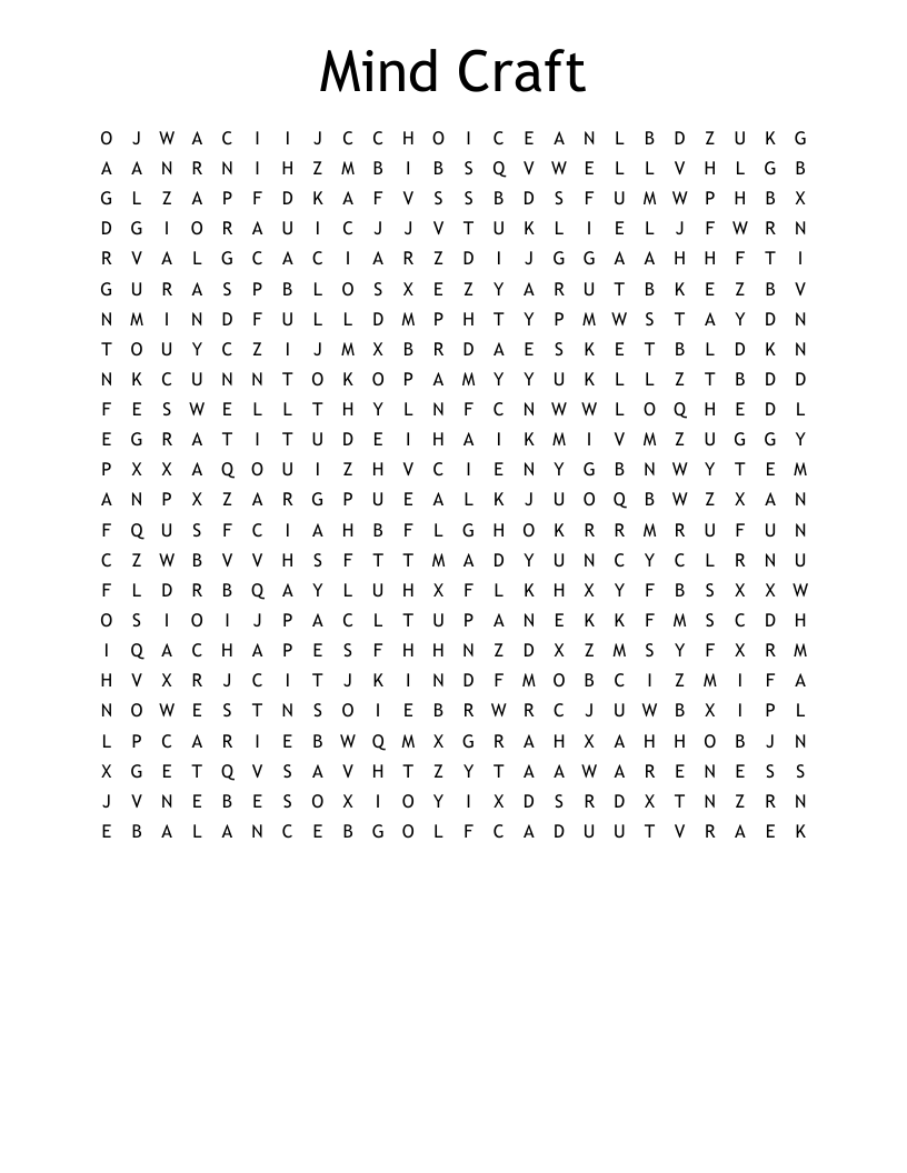 Mind Craft Word Search