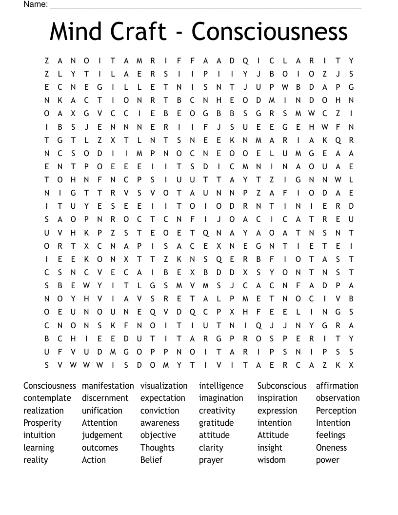 Mind Craft - Consciousness Word Search