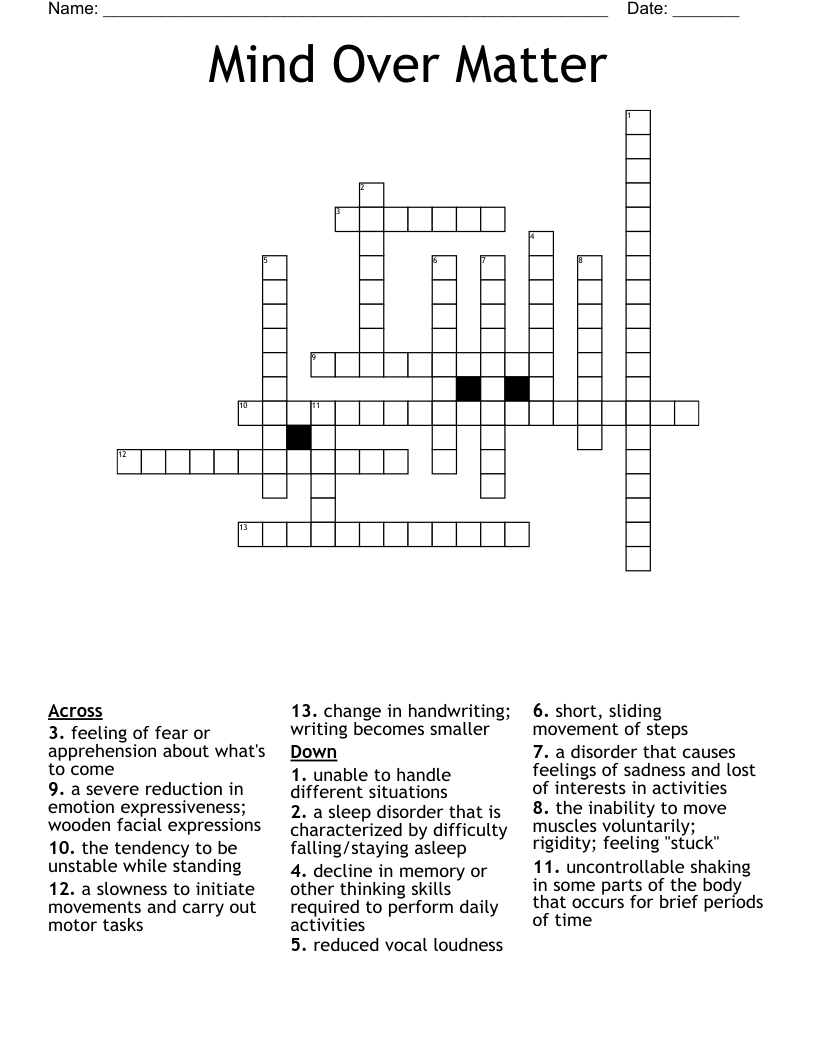 Mind Over Matter Crossword