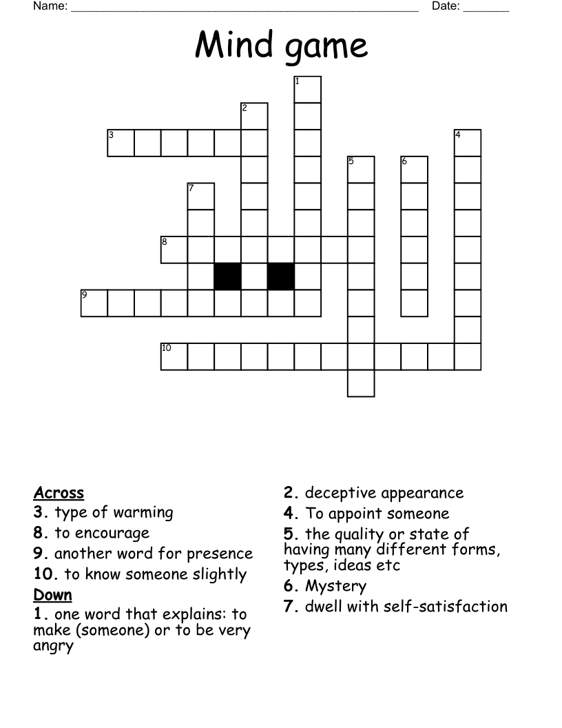 Mind game Crossword