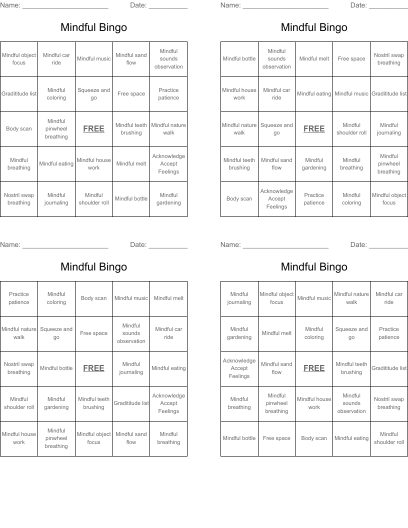 Mindful Bingo