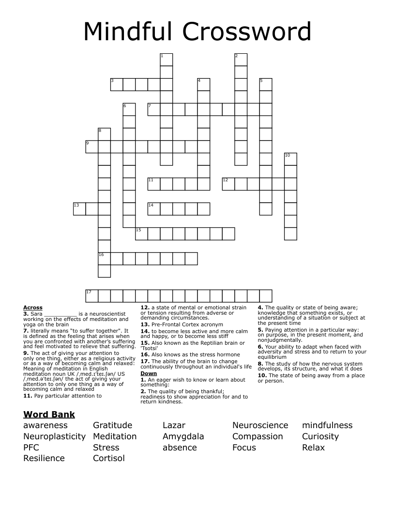 Mindful Crossword