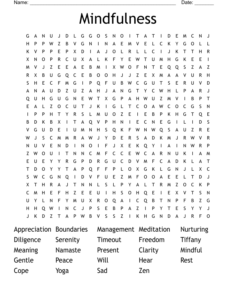 Mindfulness Word Search