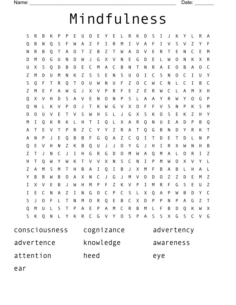 Mindfulness Word Search