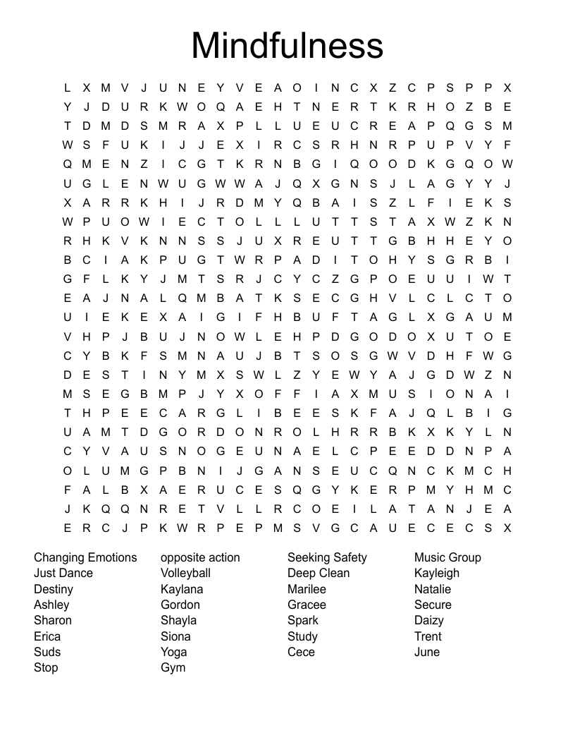 Mindfulness Word Search