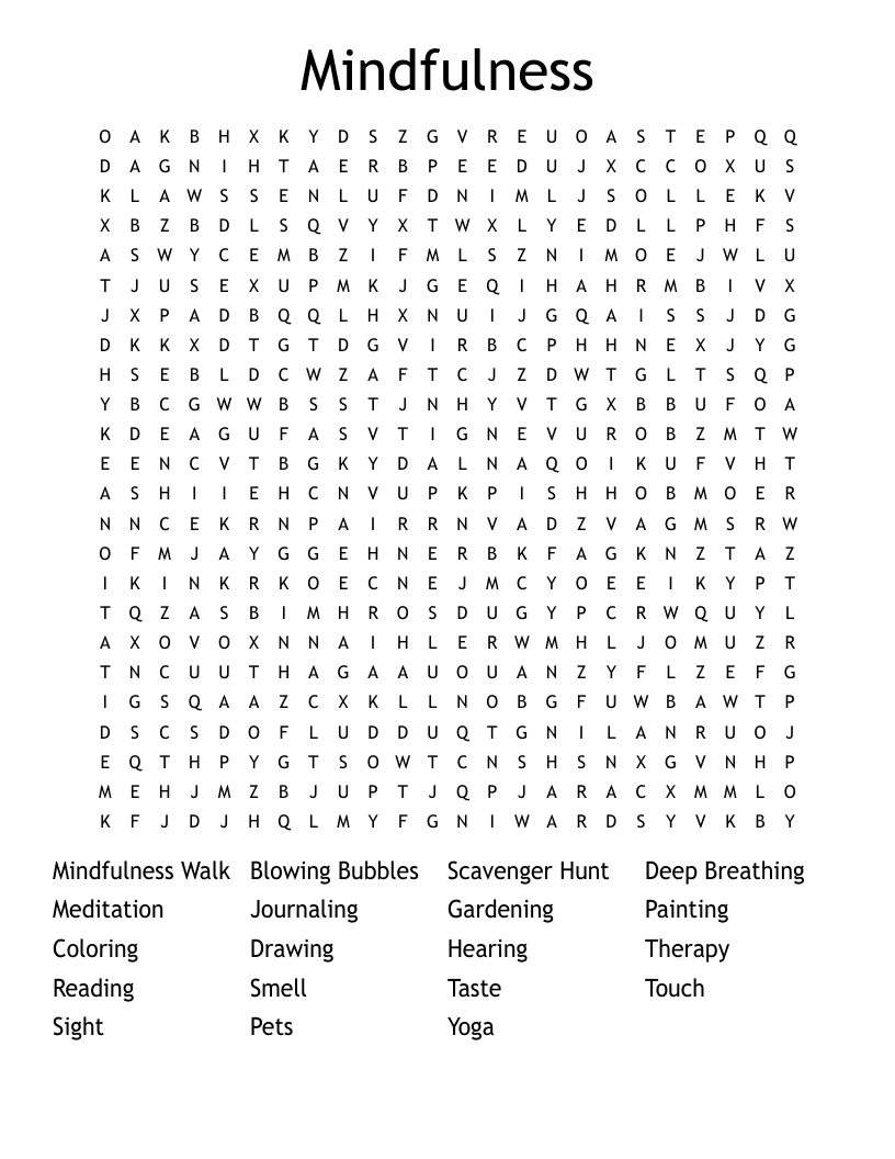 Mindfulness Word Search