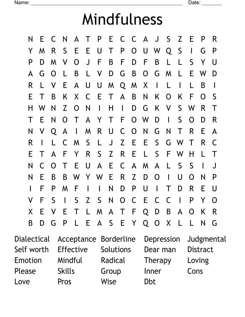 Mindfulness Word Search