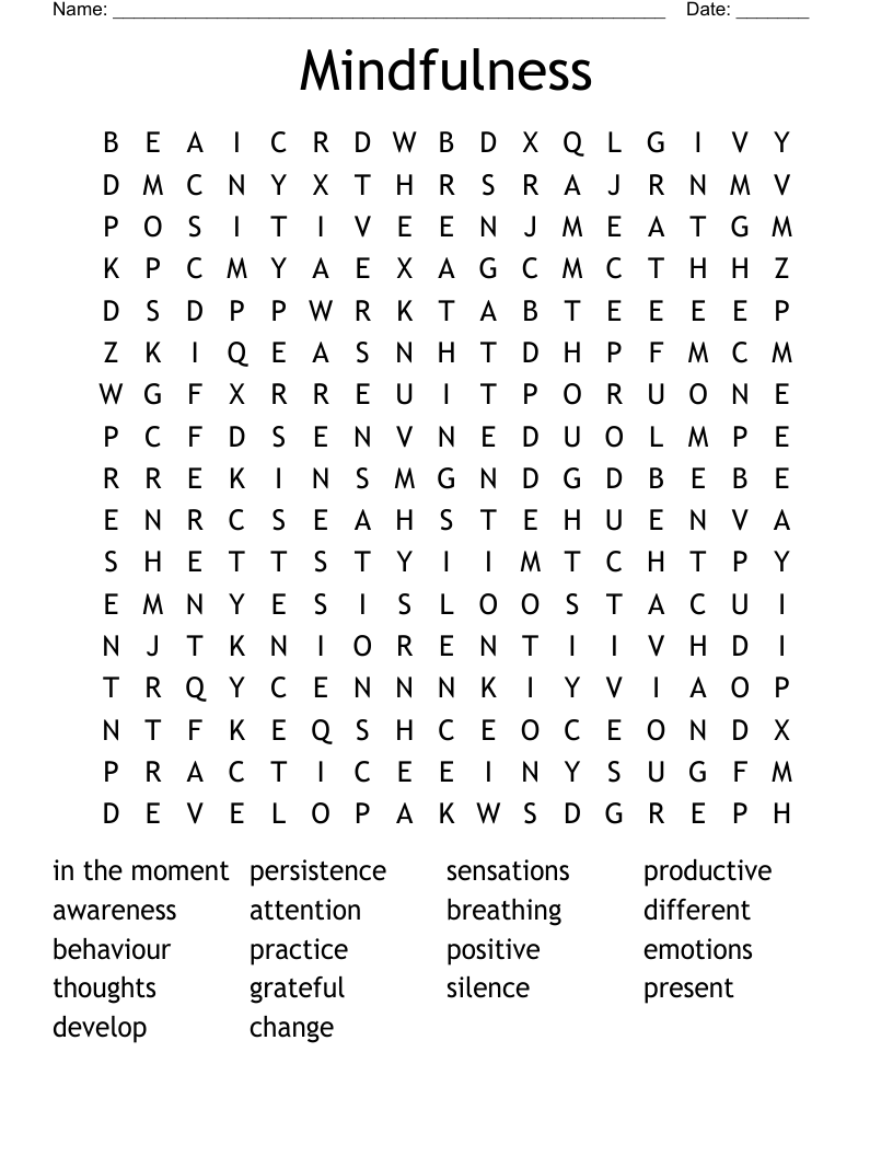 Mindfulness Word Search