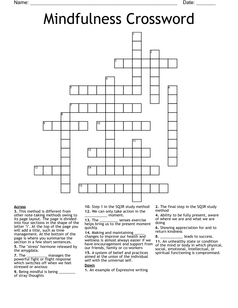 Mindfulness Crossword