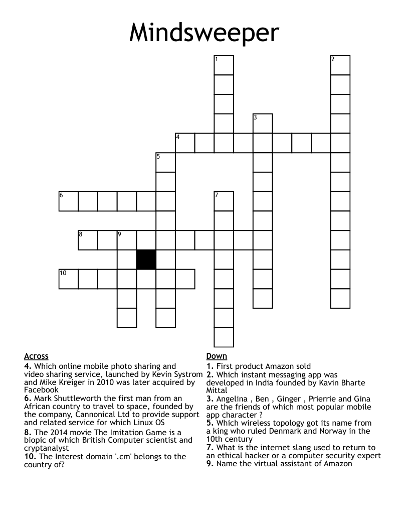 Mindsweeper Crossword