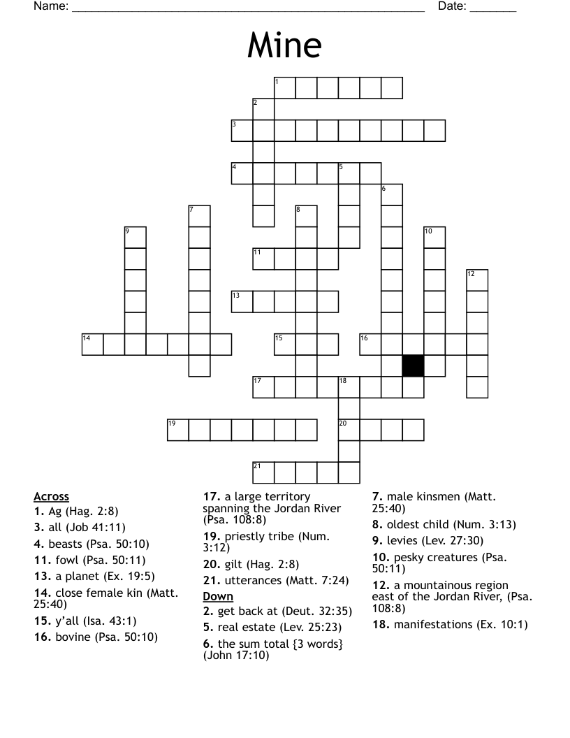 Mine Crossword