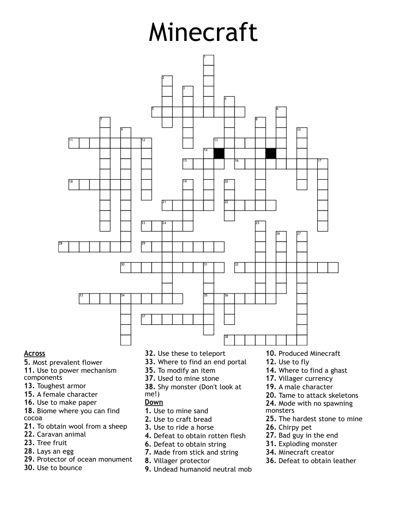Minecraft Crossword