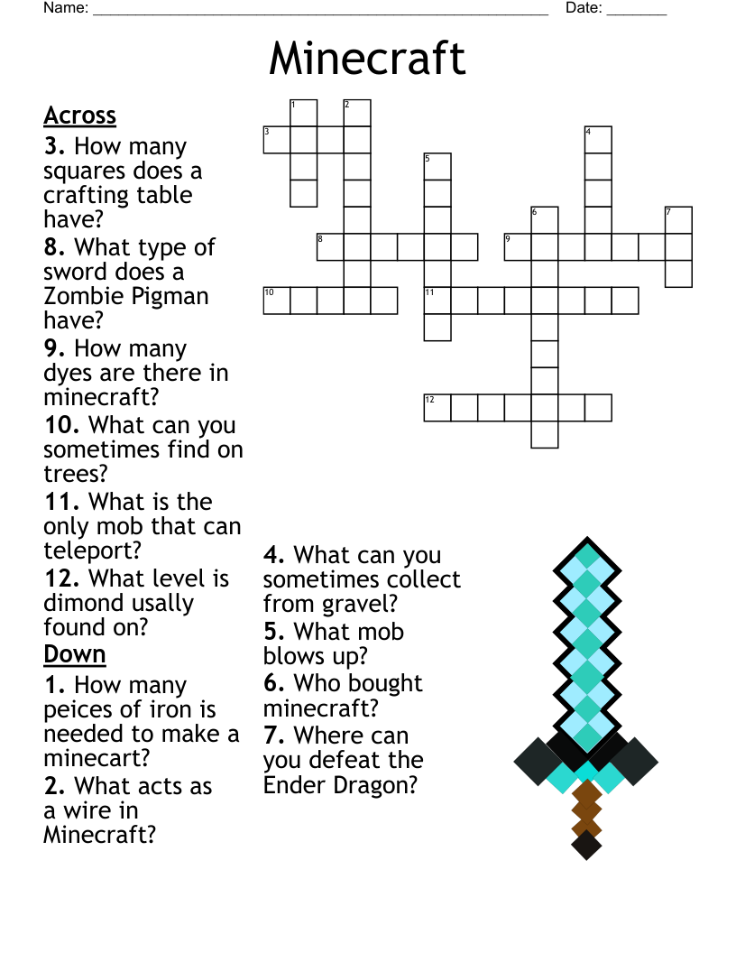 Minecraft Crossword