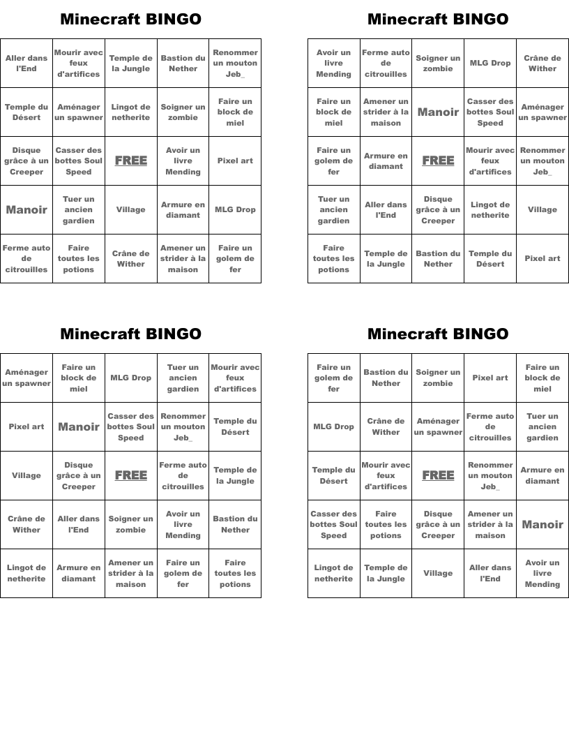 Minecraft BINGO