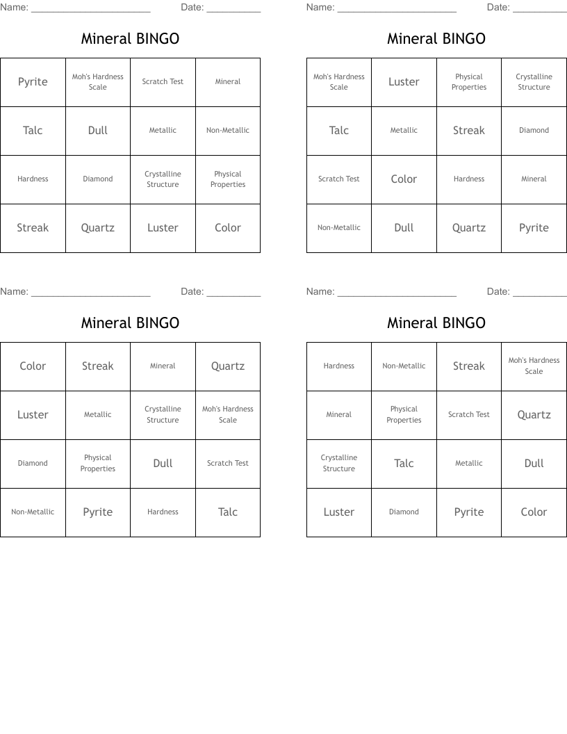 Mineral BINGO