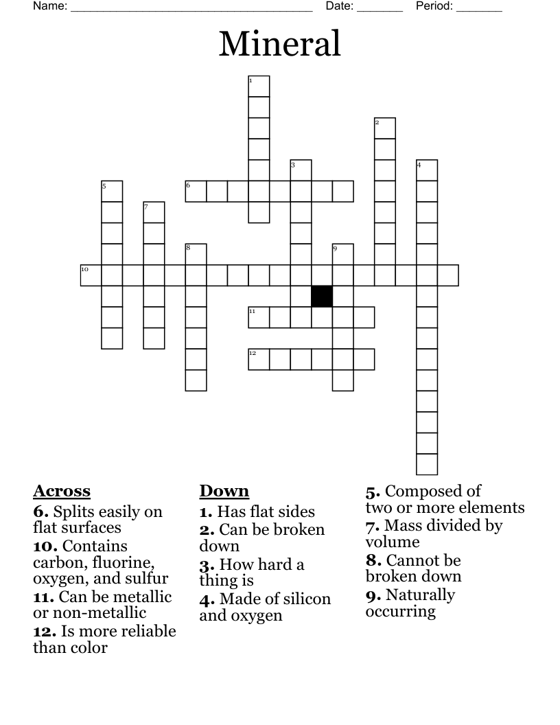 Mineral  Crossword