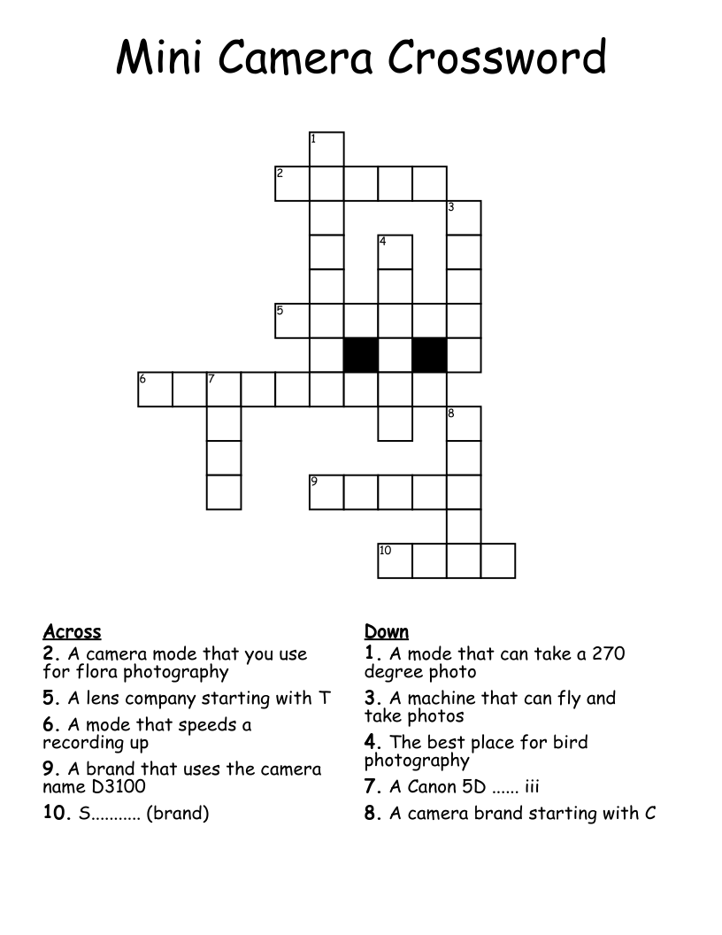 Mini Camera Crossword