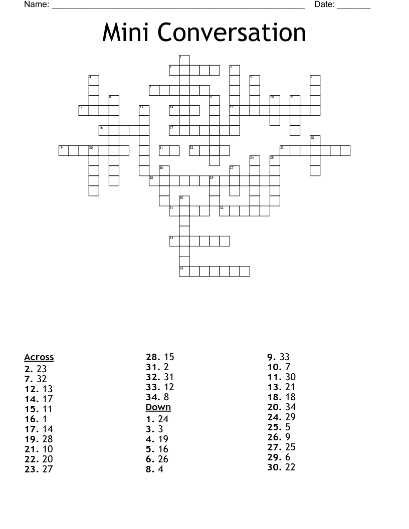 Mini Conversation  Crossword