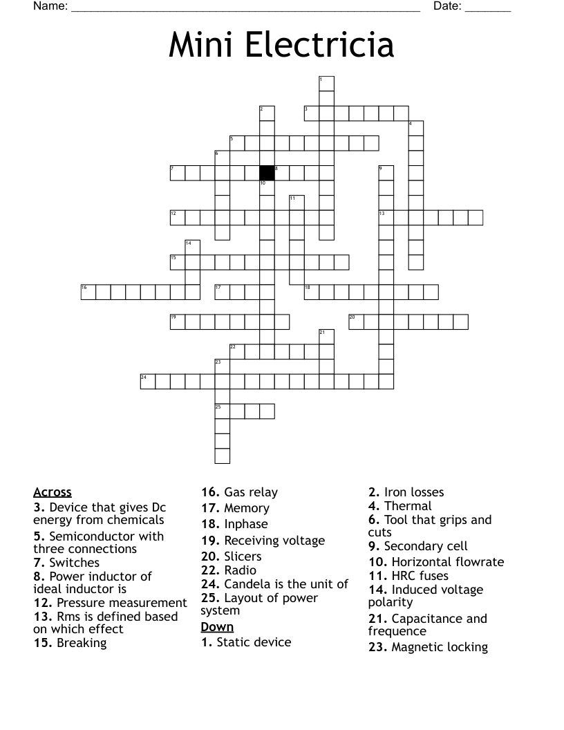 Mini Electricia Crossword
