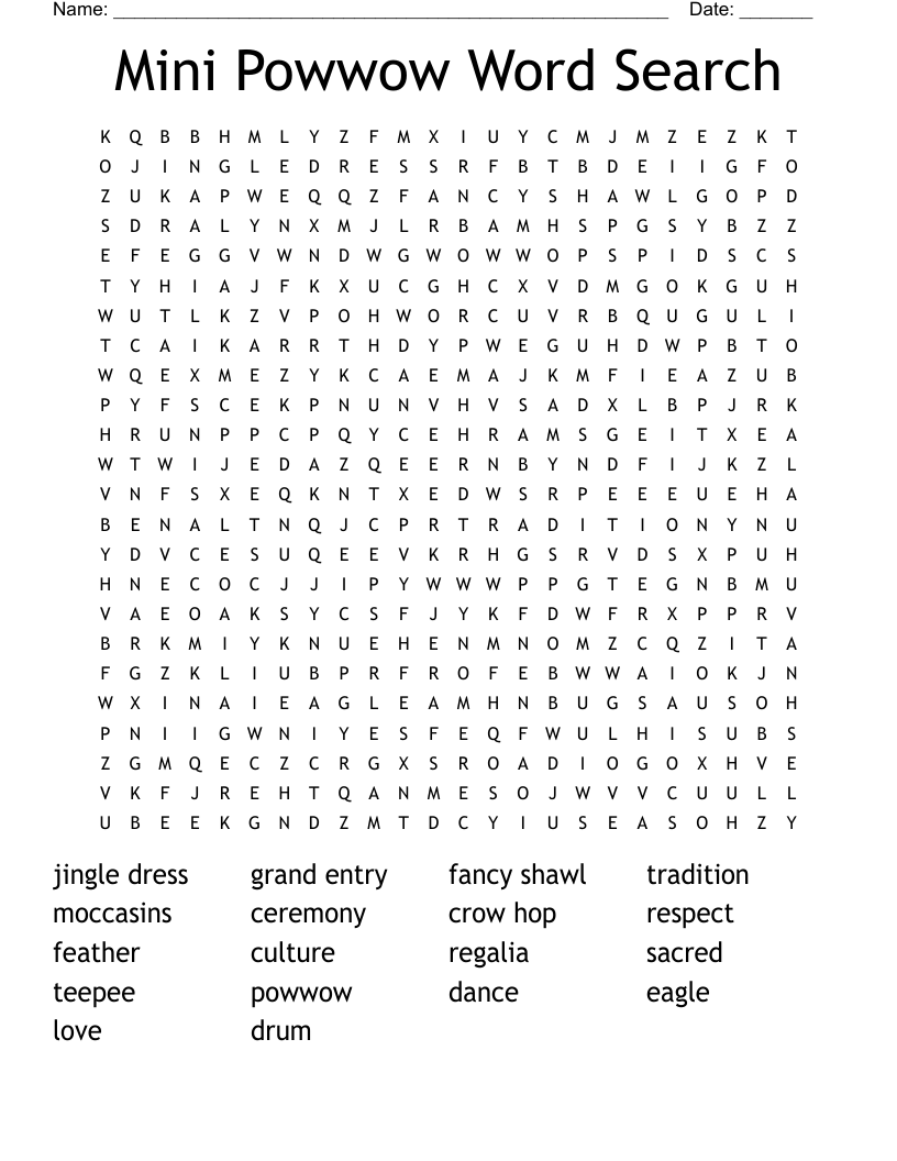 Mini Powwow Word Search