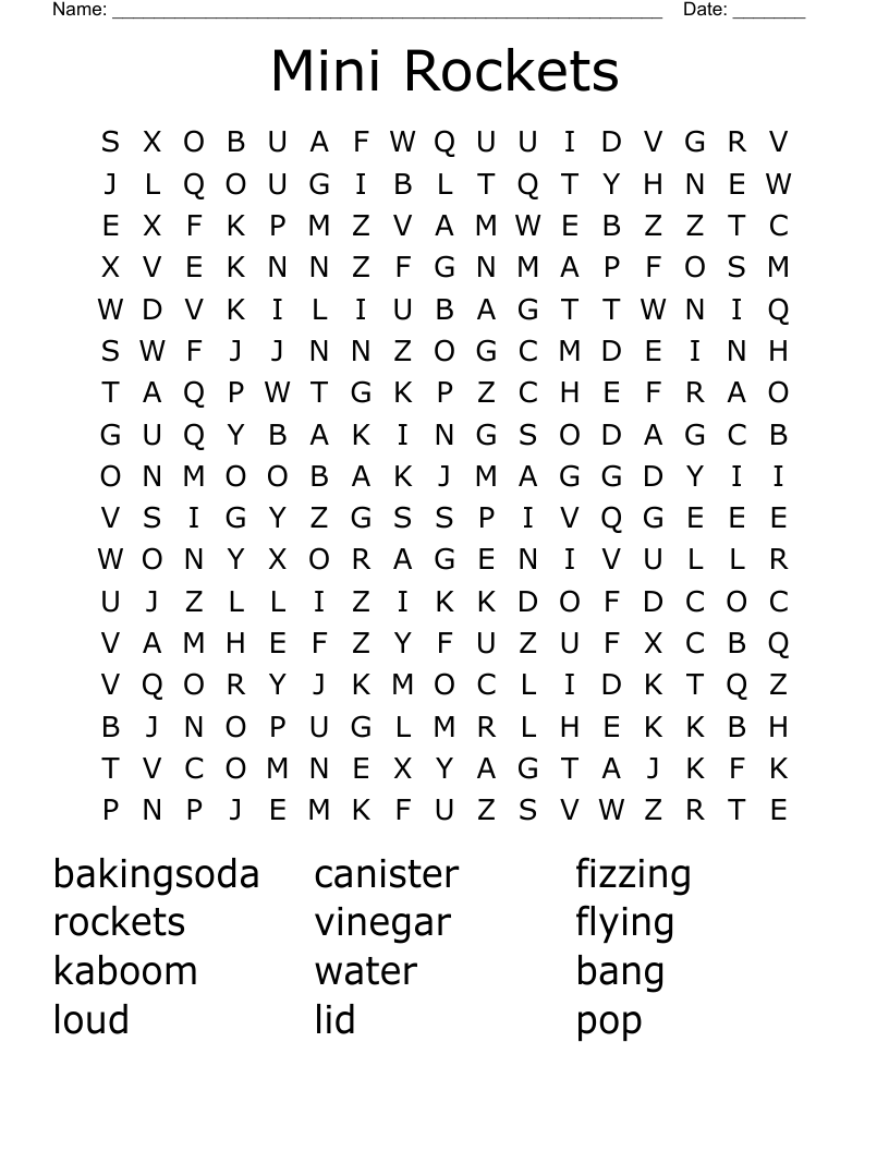 Mini Rockets Word Search