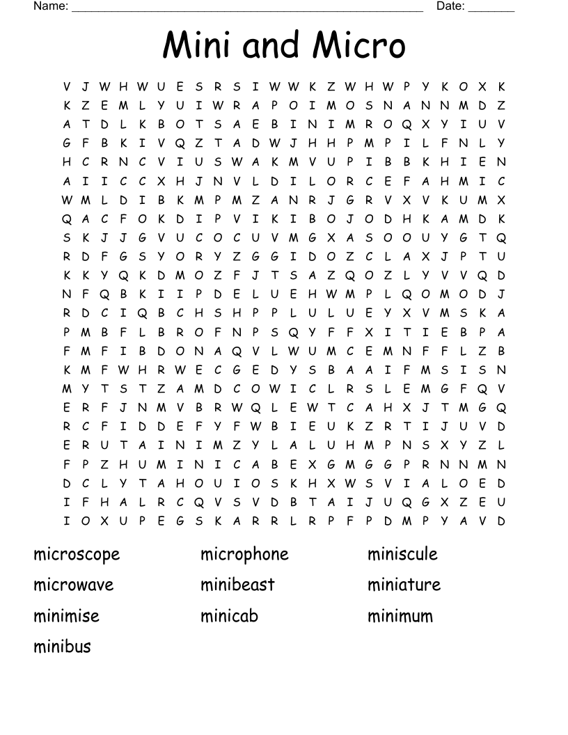 Mini and Micro Word Search