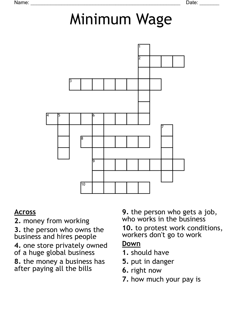 Minimum Wage Crossword