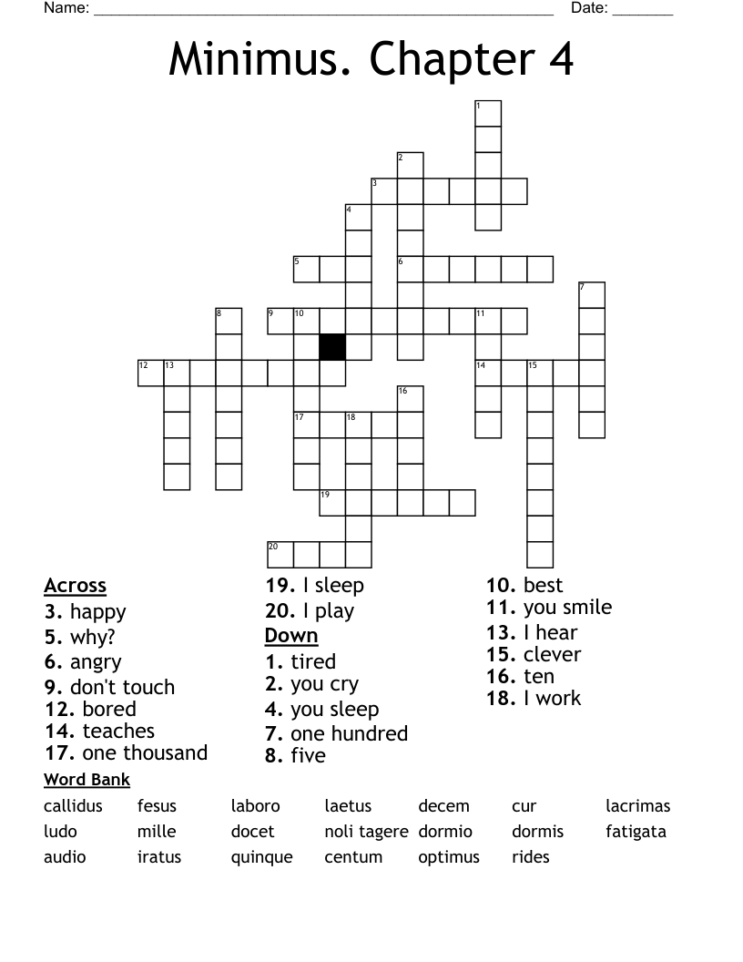 Minimus. Chapter 4 Crossword