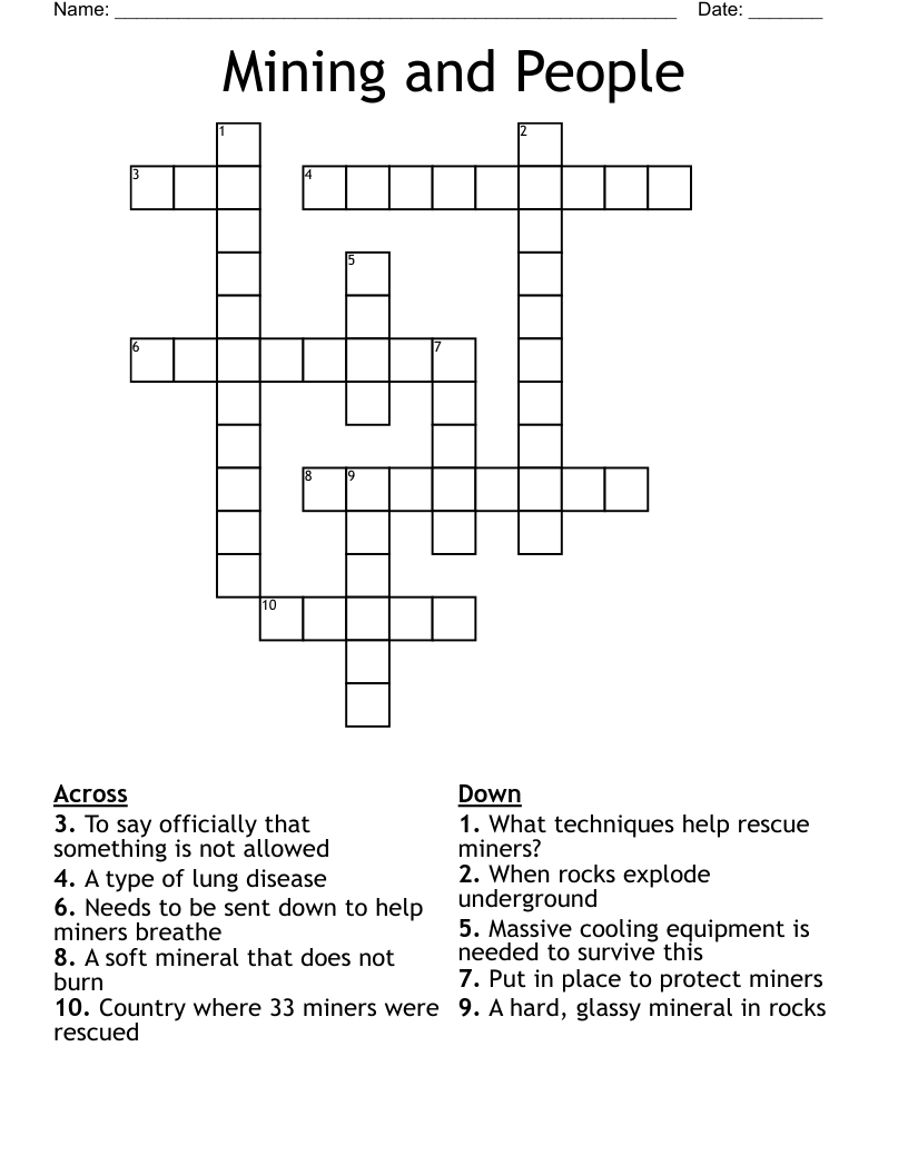 Mining and People Crossword