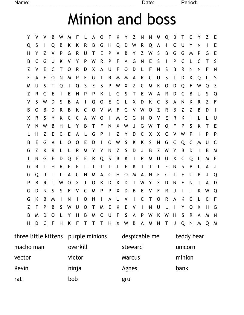 Minion and boss Word Search