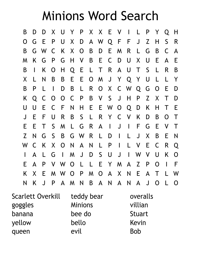 Minions Word Search